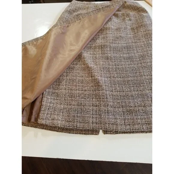 Vtg Skirt Blazer Suit Brown Tweed 5 Button Decorative Trim Faux Wrap Skirt Midi - Picture 11 of 16